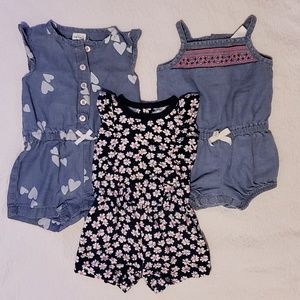 Three Carter's rompers 3 months summer